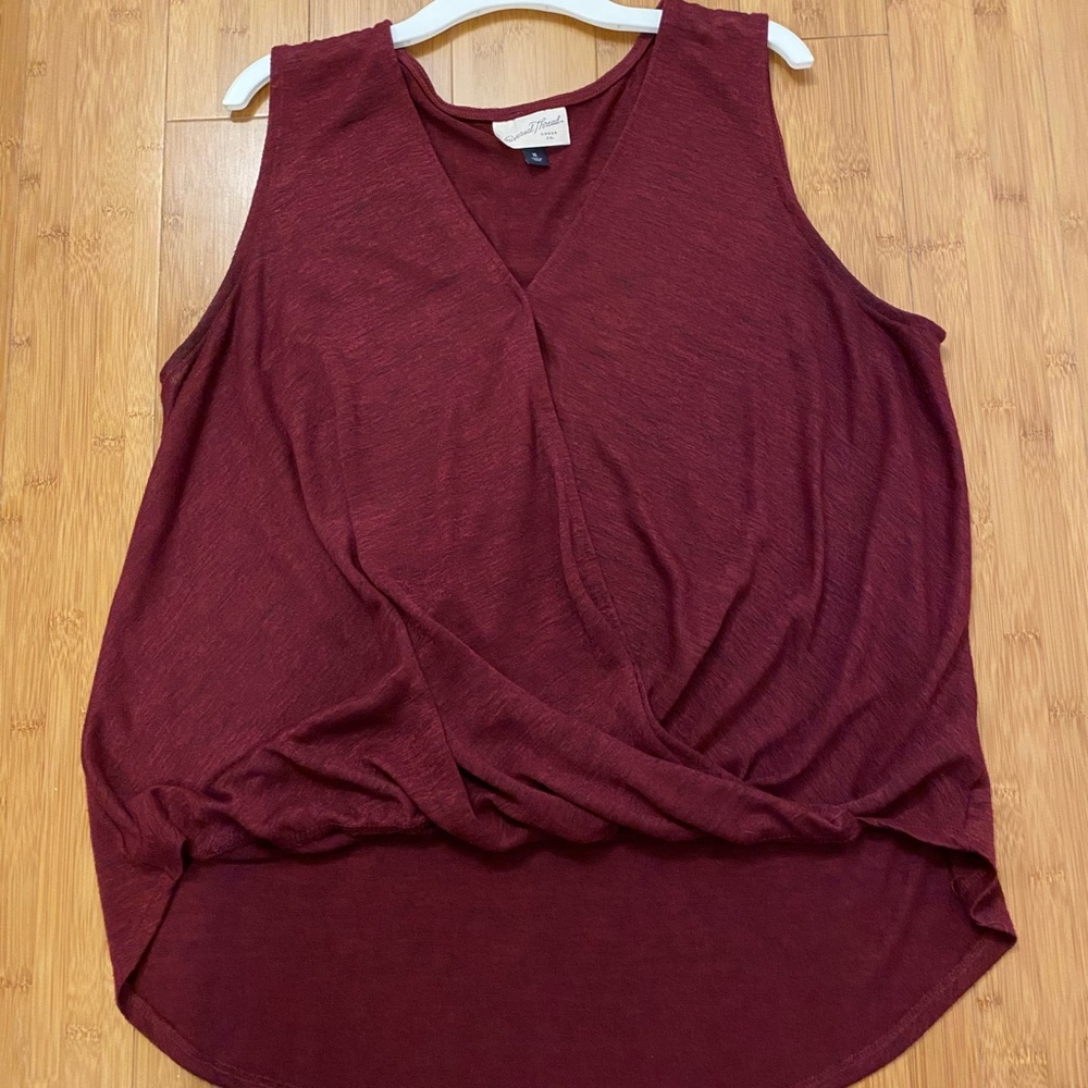 Maroon Tank Blouse with Front Fold Detail